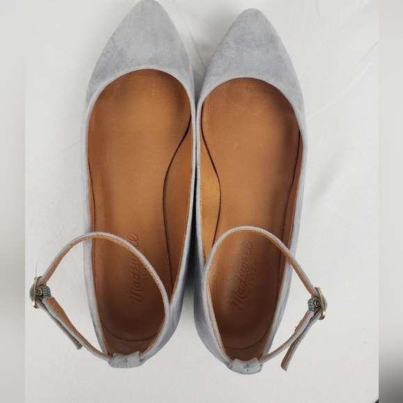 Madewell Gray Suede Ankle Latch Flats Sz 7 - Picture 4 of 6